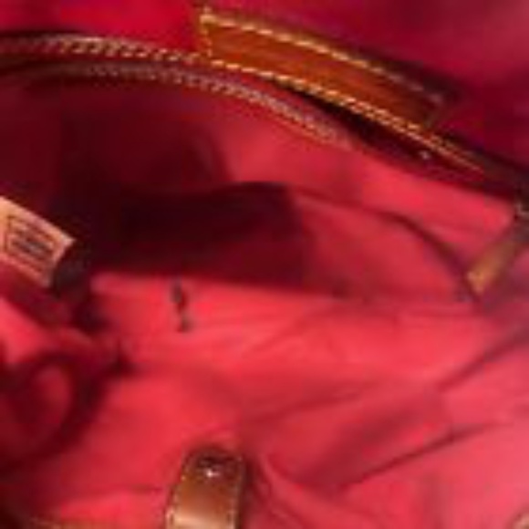 Dooney & Bourke Greta Satchel Handbag Red and Tan Large Purse Used - Picture 12 of 15